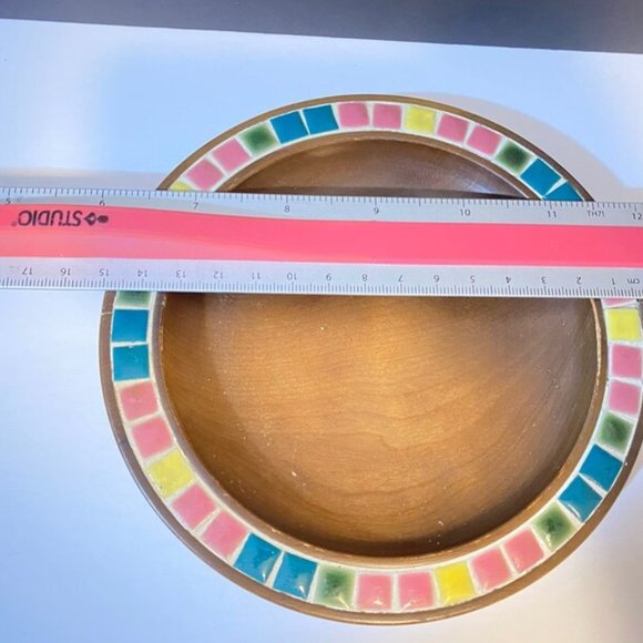 Vintage Wooden dishes with detachable handles Set Of 3, Wooden round plate - Picture 10 of 10